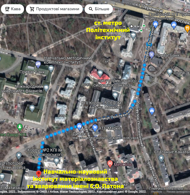Маршрут-карта з боку метро Політехнічний інститут